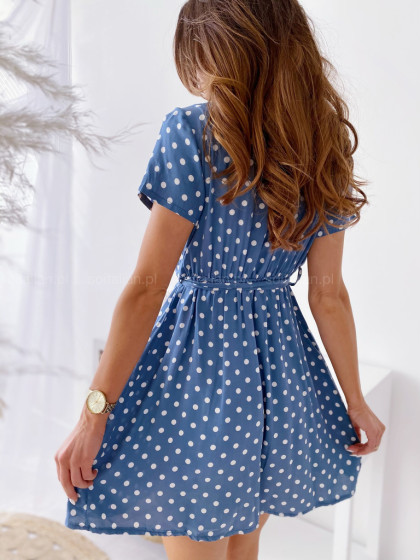 Sukienka SHORT SUMMER DOTS jeans blue