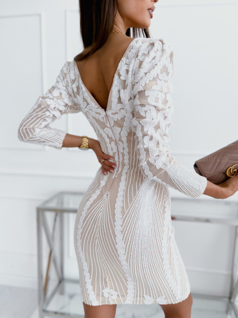 Sukienka koktajlowa PERFECTO SHORT nude/white
