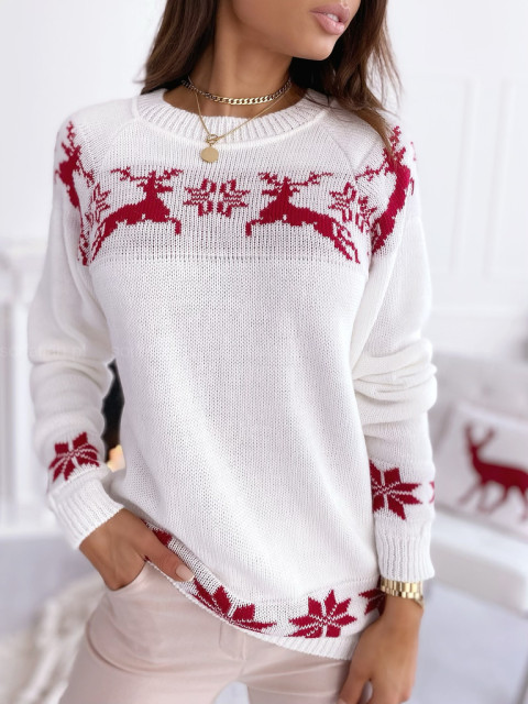 Sweter REINDEER white/red