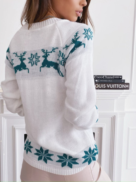 Sweter REINDEER white/turquoise