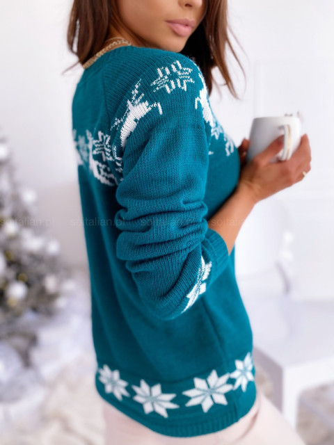 Sweter REINDEER turquoise/white