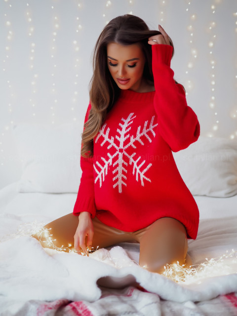 Sweter WINTER SNOWFLAKE red