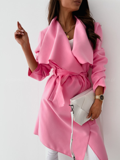 Wełniany płaszcz HOLLYWOOD pink