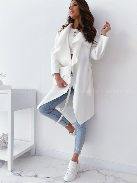 Wełniany płaszcz HOLLYWOOD white