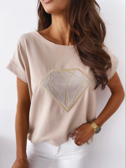 T-shirt DIAMOND NUDE z kryształkami
