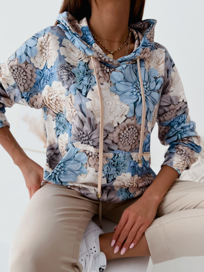 Bluza HOODIE blue flowers