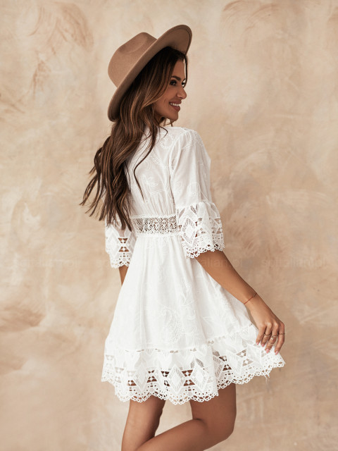 Sukienka ażurowa AGRINIO white