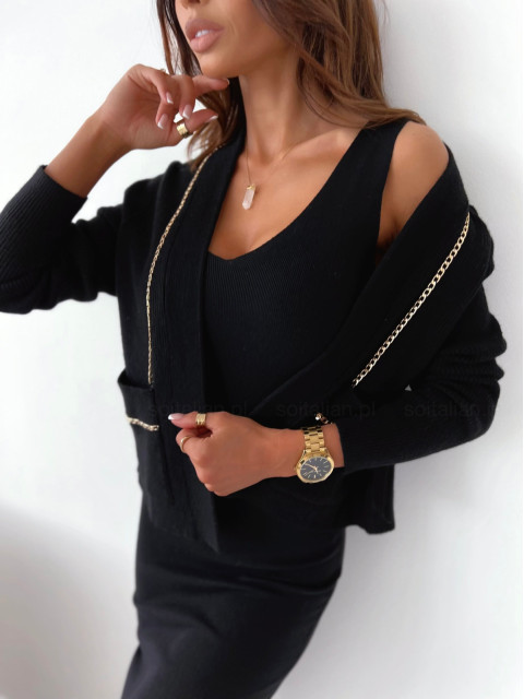 Komplet NOLA BLACK (sukienka+sweter)