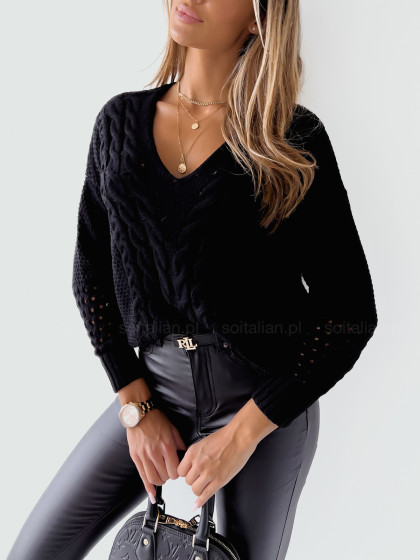 Sweter ażurowy CADI black