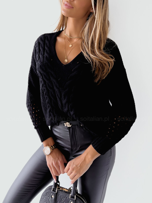 Sweter ażurowy CADI black