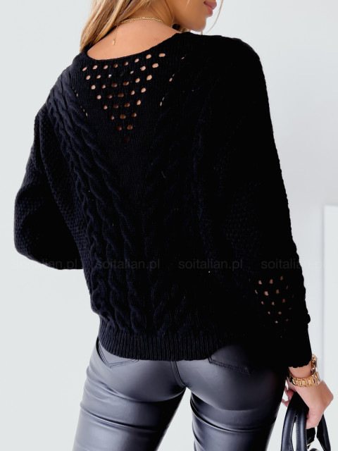 Sweter ażurowy CADI black