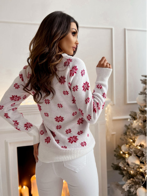 Sweter SNOWFALL white/red
