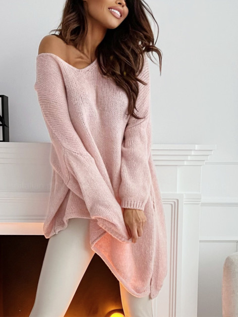 Sweter asymetryczny CALIBRI light pink