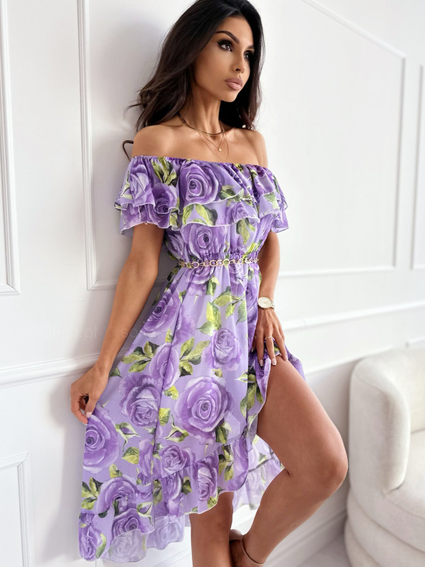 Sukienka hiszpanka LLAVORSI lilac&rose