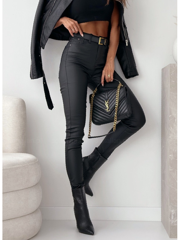 Spodnie woskowane BLACK LEATHER