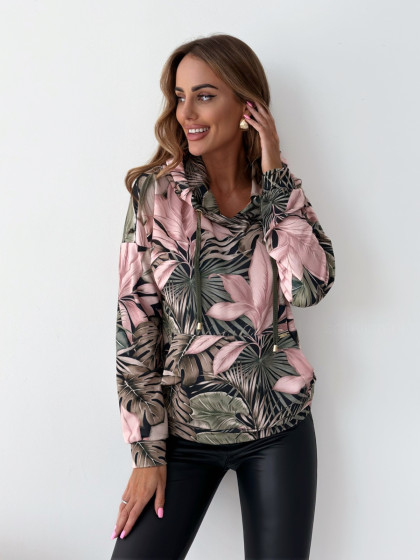 Bluza HOODIE olive&pink