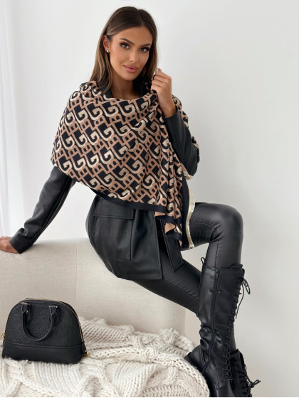 Szal "BG" black&camel