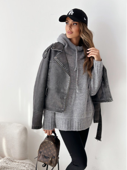 Swetrowa bluza z kapturem GREY