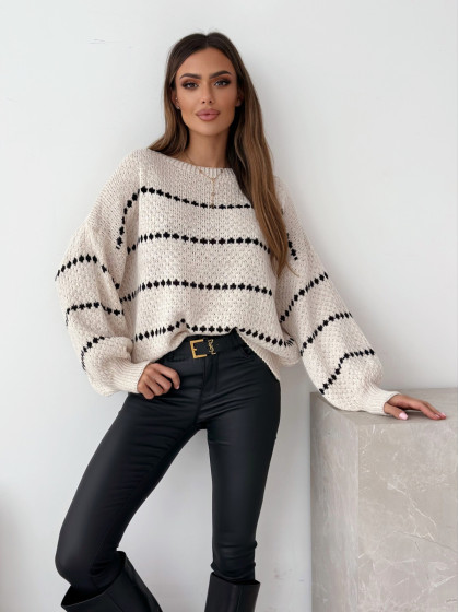 Sweter SHARON beige&black