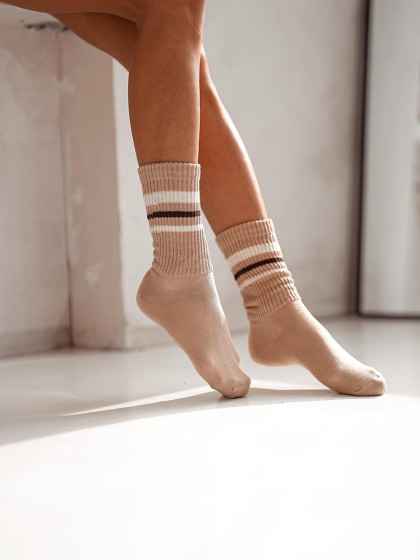 Skarpetki z lampasem BEIGE