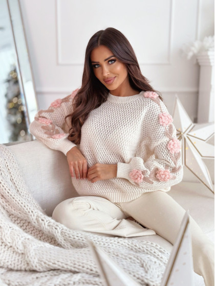Sweter LANA FLOWERS nude