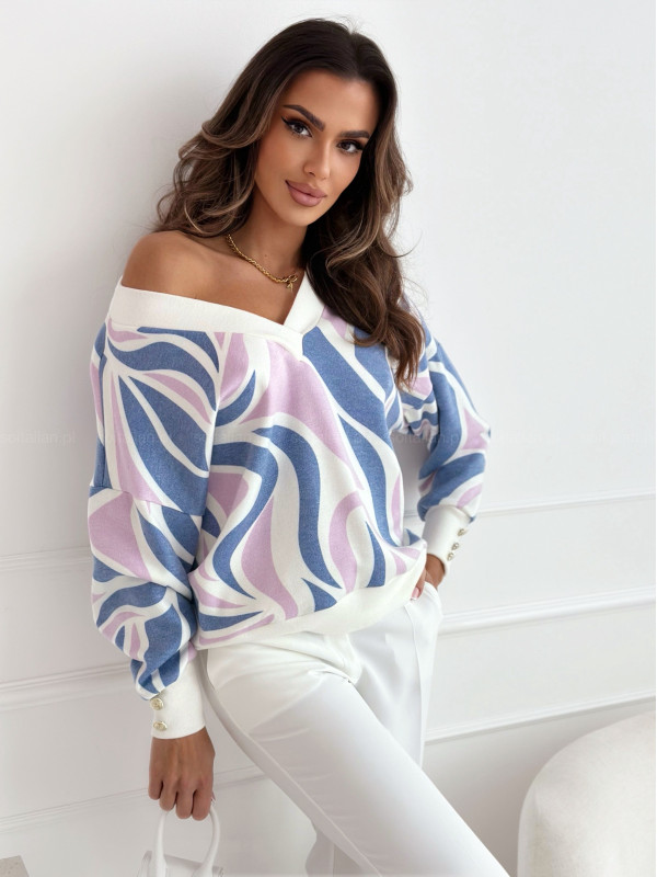 Bluzka/sweterek SOFTLY jeans/lilac pattern