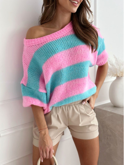 Sweter PEGGY turquoise/pink...