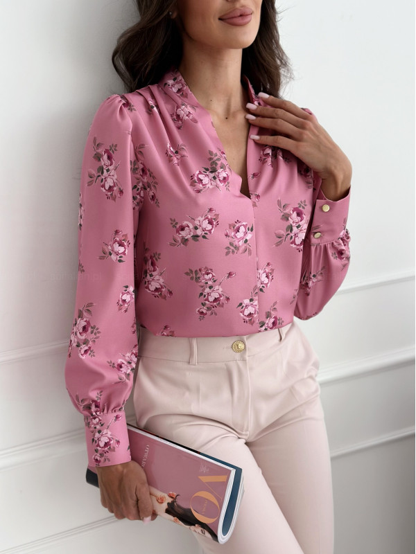 Bluzka koszulowa ANISA dusty pink&rose