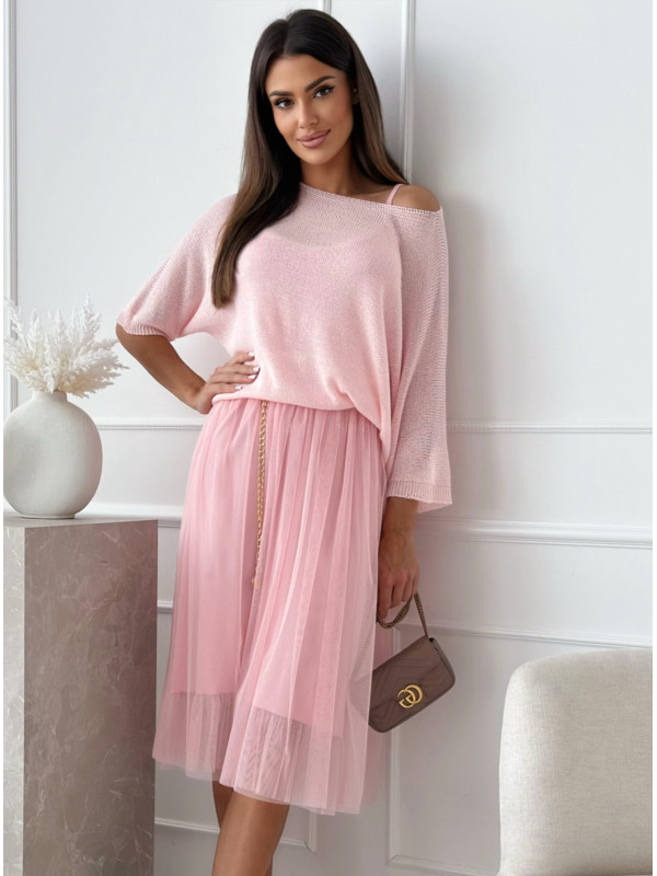 Komplet CYNTHIA sweet pink (sukienka+sweter)