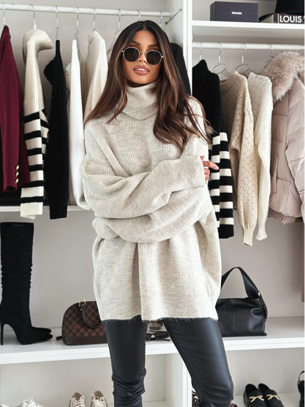 Sweter/golf oversize-owy CASUAL beige melange