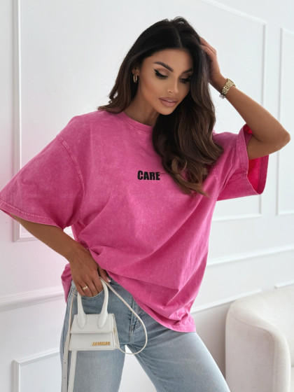 T-shirt oversize'owy CARE pink