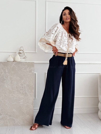 Spodnie GISELLE NAVY z paskiem