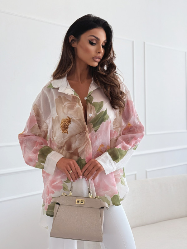 Koszula oversize-owa ELOISE pink flowers