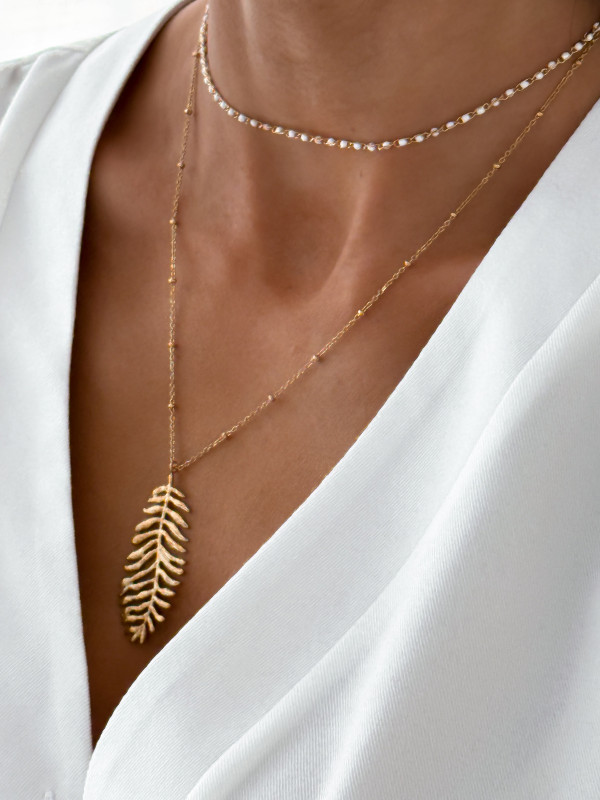 Naszyjnik TROPICAL LEAF gold