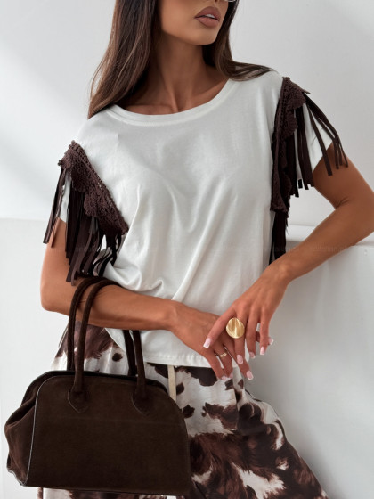 T-shirt WILD WEST white/brown