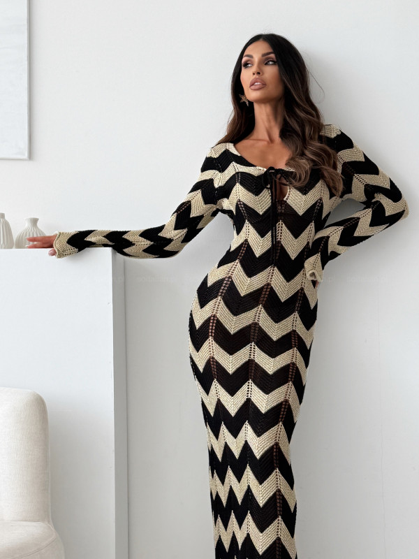 Sukienka maxi TREMEZZO black&gold