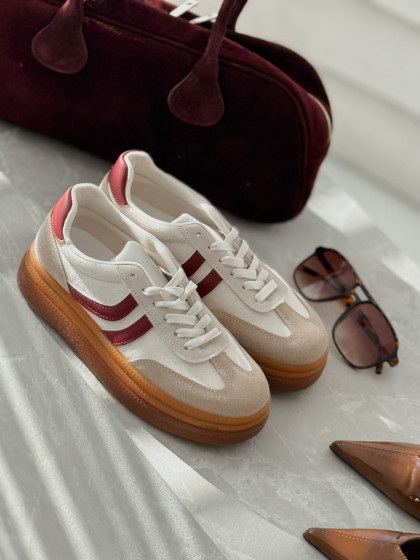 Sneakersy MILLS nude&burgund