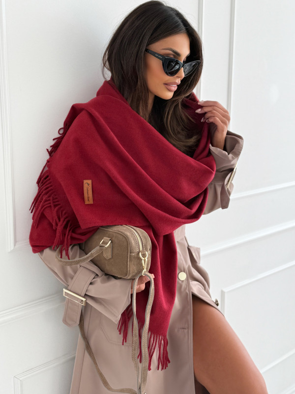 Kaszmirowo-wełniany szal AUTUMN BASIC ruby