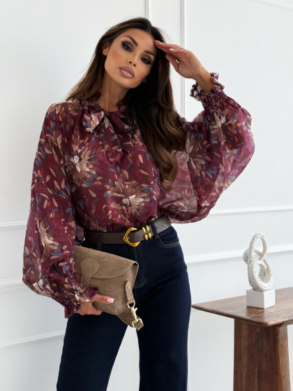 Bluzka AUTUMN FLOWER burgundy