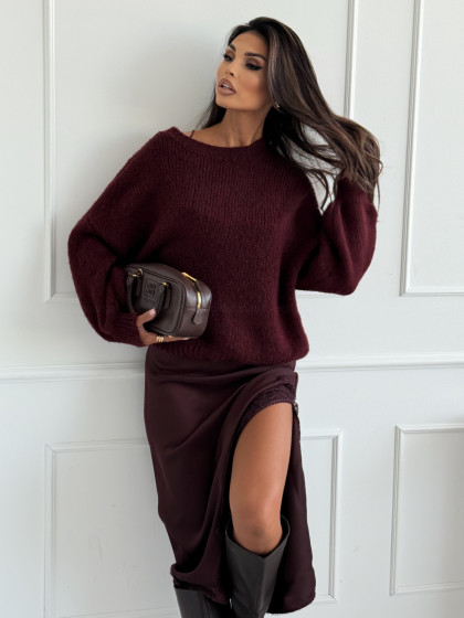 Sweter FIERRA BURGUND z wełną