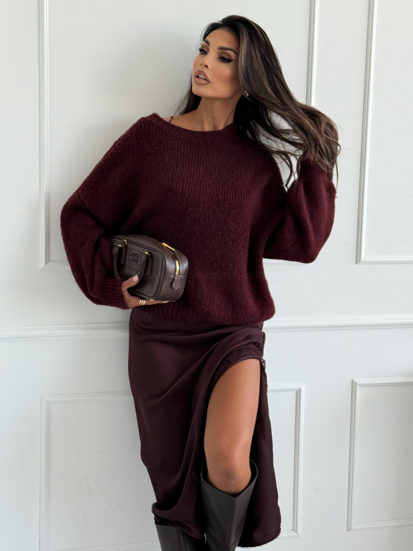 Sweter FIERRA BURGUND z wełną
