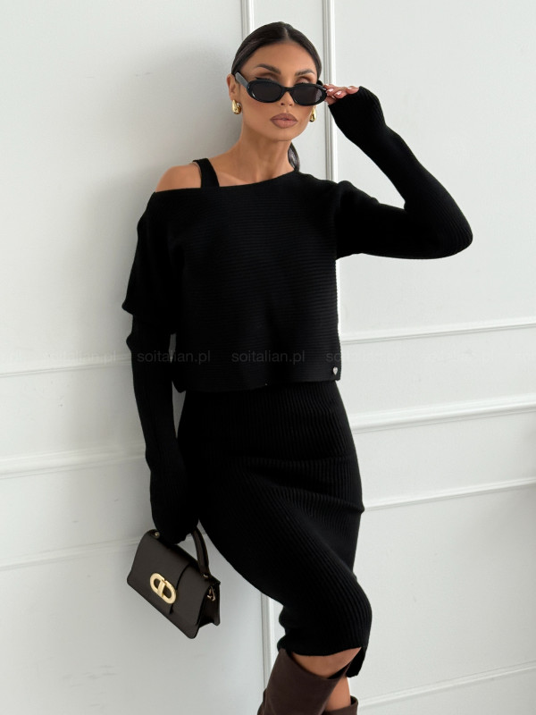 Komplet NANCY BLACK (sukienka+sweter)