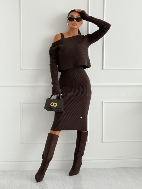 Komplet NANCY CHOCOLATE (sukienka+sweter)