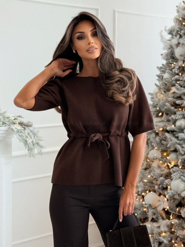 Bluzka LINDA chocolate z wiązaniem