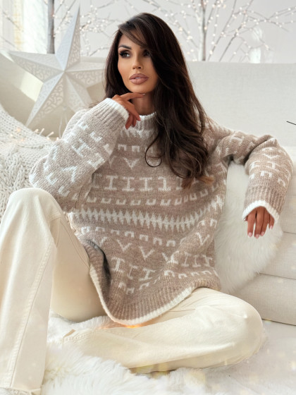 Sweter NORRIE beige/white