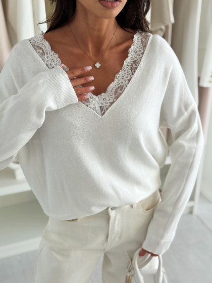 Sweterek AMARIS white z...