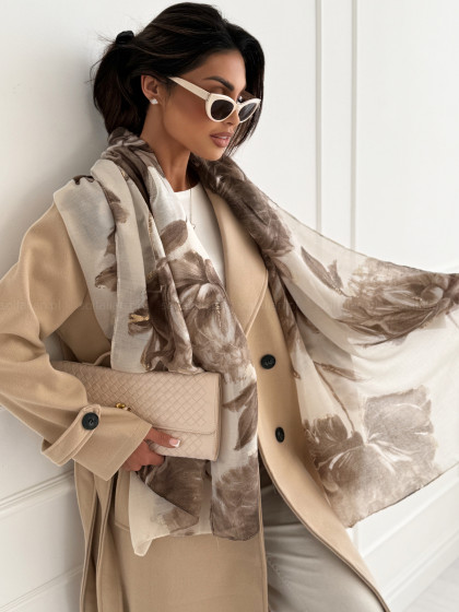 Szal DARCY FLOWERS chocolate