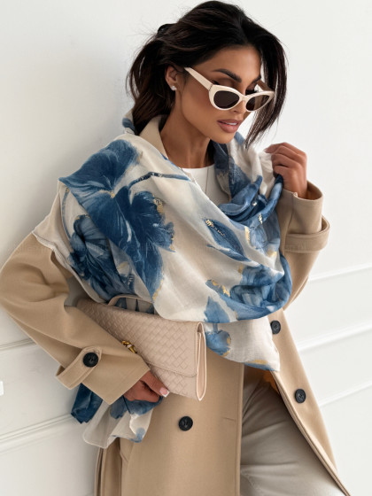 Szal DARCY FLOWERS blue