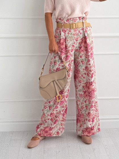 Spodnie FIORITO PINK z paskiem