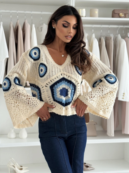 Bluzka ażurowa NAZAR navy/blue